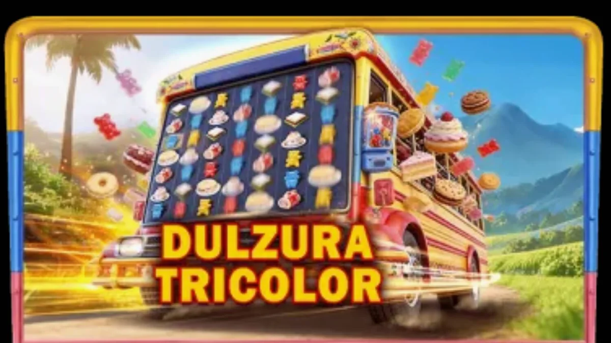 Tampilan visual slot Dulzura Tricolor dengan tema manis dan tropis
